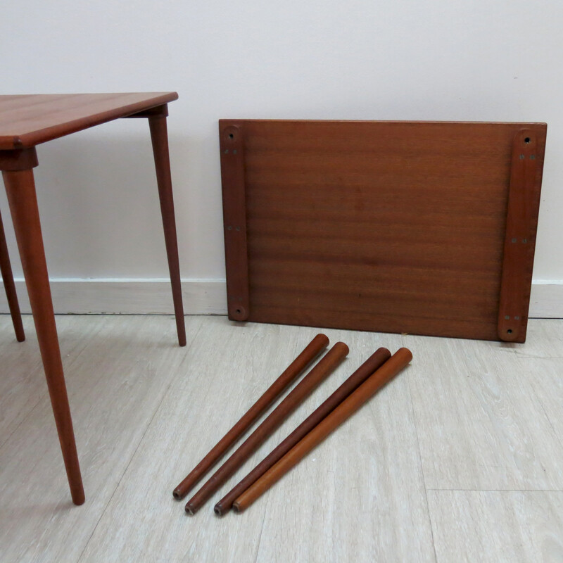 Set of 3 vintage nesting tables, Poul Hundevad - 1960s