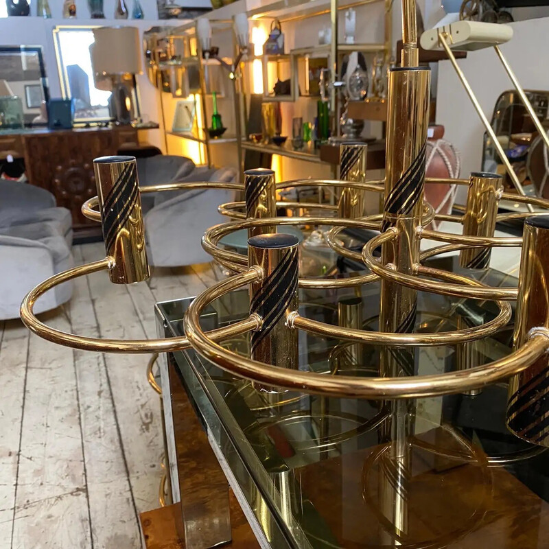 Vintage Italian brass chandelier by Gaetano Sciolari, 1970s