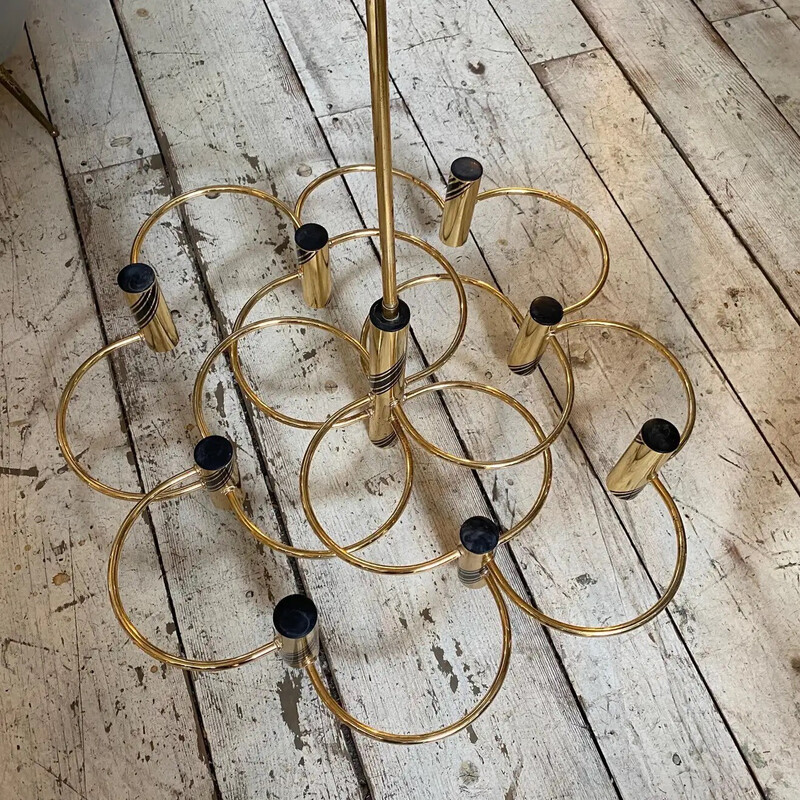 Vintage Italian brass chandelier by Gaetano Sciolari, 1970s