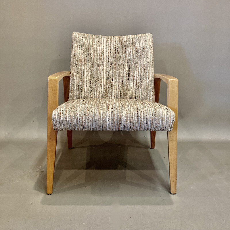 Skandinavischer Vintage-Sessel aus Buche und Wolle, 1950