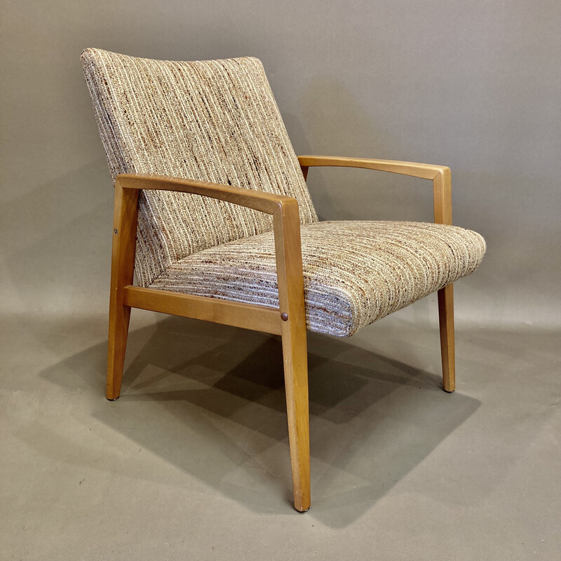 Scandinavian vintage armchair in beechwood and wool, 1950s