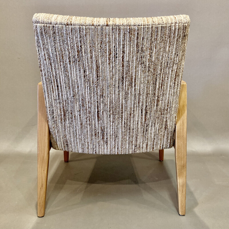 Scandinavian vintage armchair in beechwood and wool, 1950s