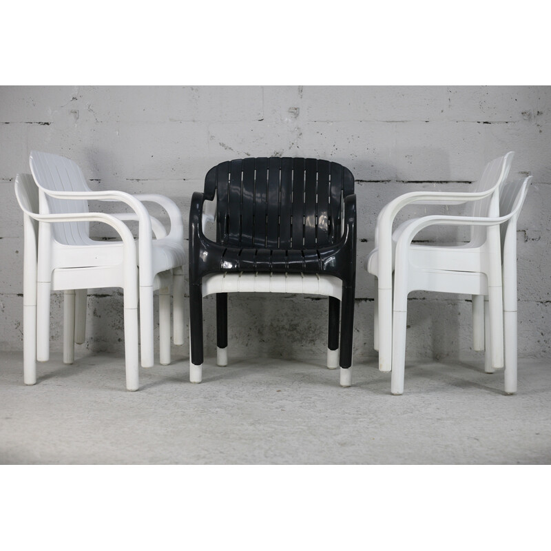 Lote de 6 sillones de exterior de plástico vintage "Dangari" de Pierre Paulin para Allibert, Francia 1980
