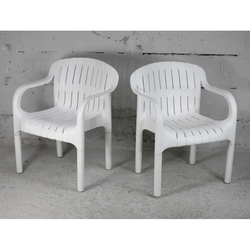 Set of 6 vintage "Dangari" plastic outdoor chairs by Pierre Paulin for Allibert, France 1980