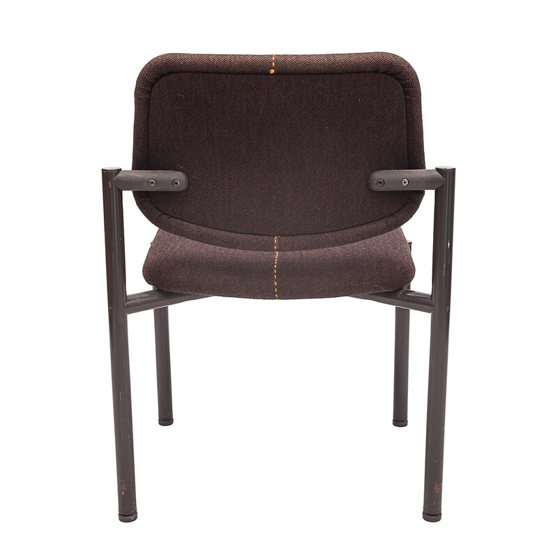 Juego de 6 sillas vintage de tela y acero, 1970