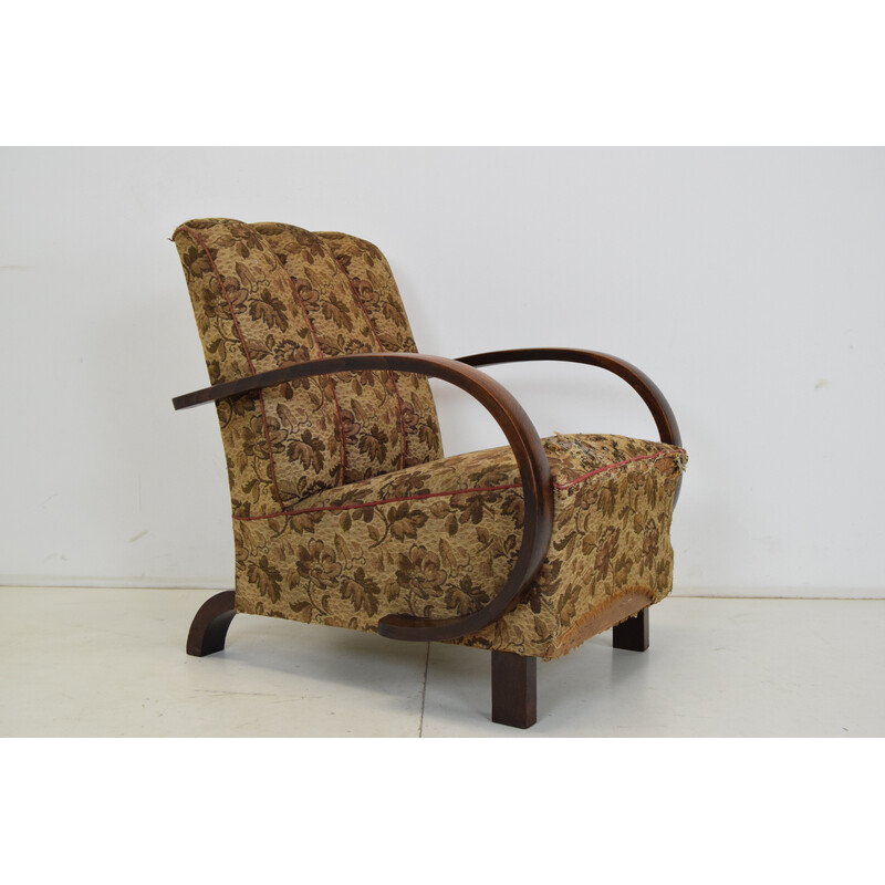 Art deco vintage armchair by Jindrich Halabala, Czechoslovakia 1930s