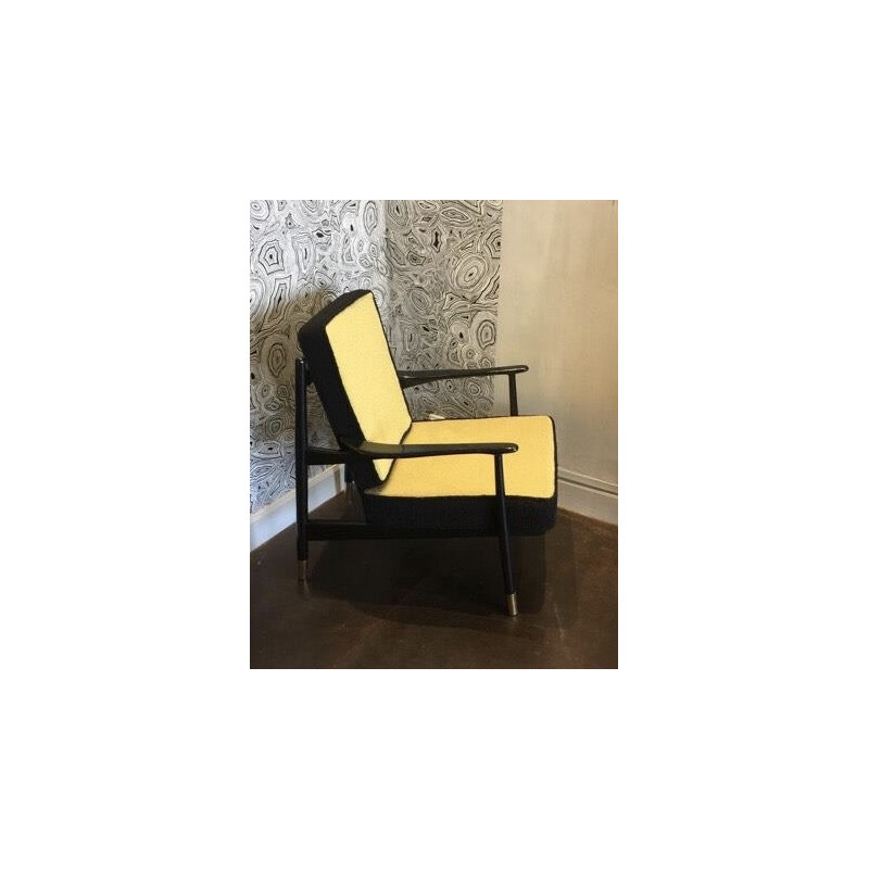 Sillón vintage amarillo y negro - 1960