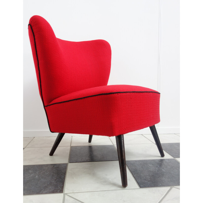 Vintage red cocktail armchair - 1960s