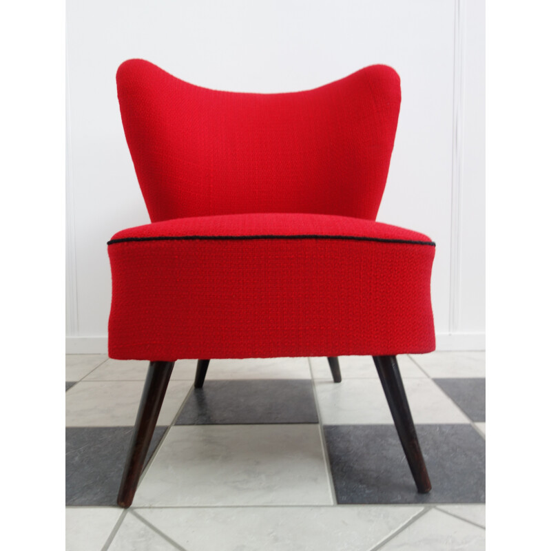 Fauteuil cocktail vintage rouge - 1960