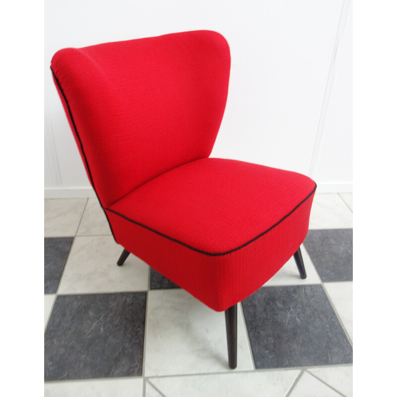 Vintage red cocktail armchair - 1960s