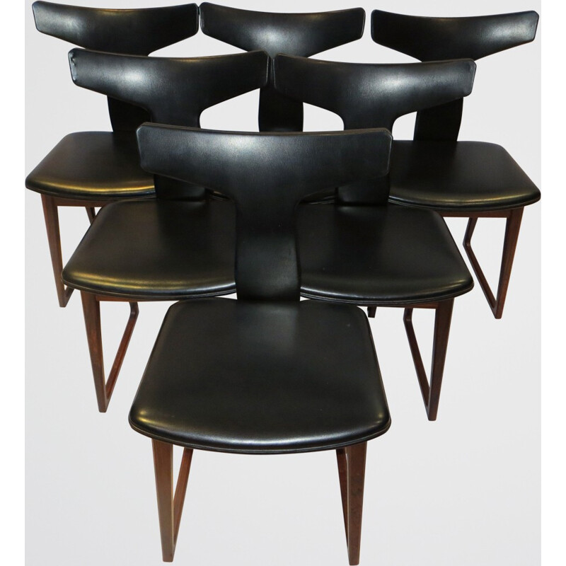 Set of 6 chairs in rosewood, Arne VODDER - 1960s