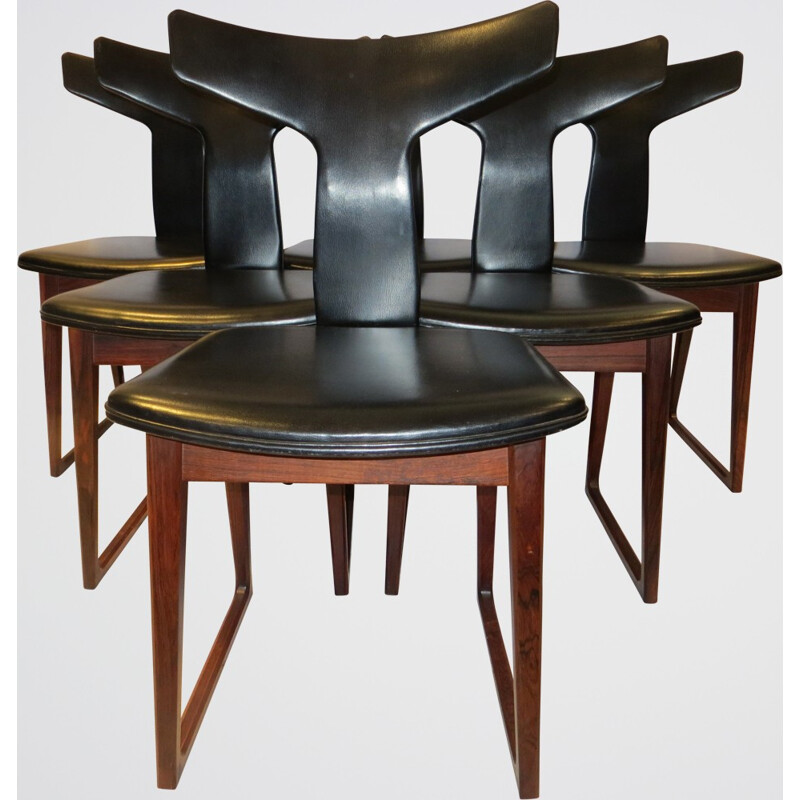 Suite de 6 chaises en palissandre, Arne VODDER - années 60