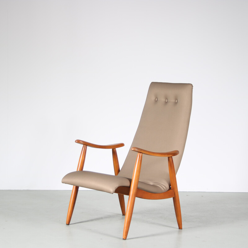 Vintage Sessel aus Birkenholz und Stoff von Louis van Teeffelen für Wébé, Niederlande 1950er Jahre