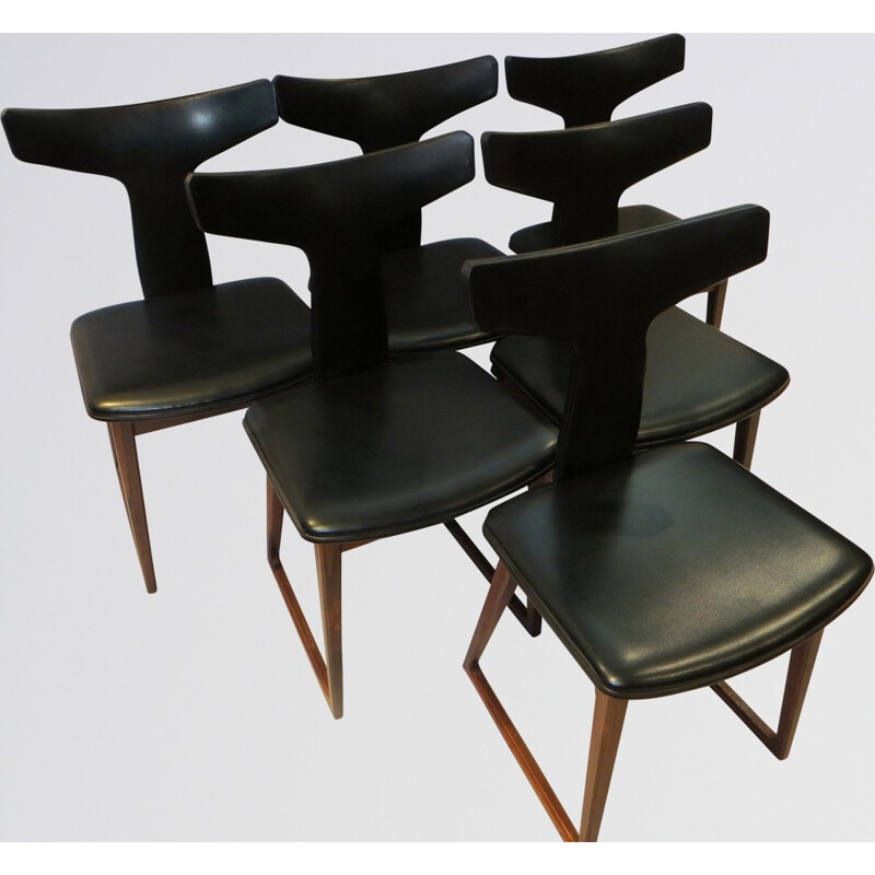 Set of 6 chairs in rosewood, Arne VODDER - 1960s