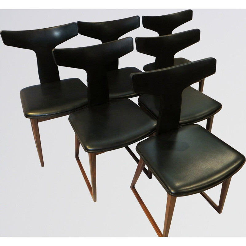 Suite de 6 chaises en palissandre, Arne VODDER - années 60