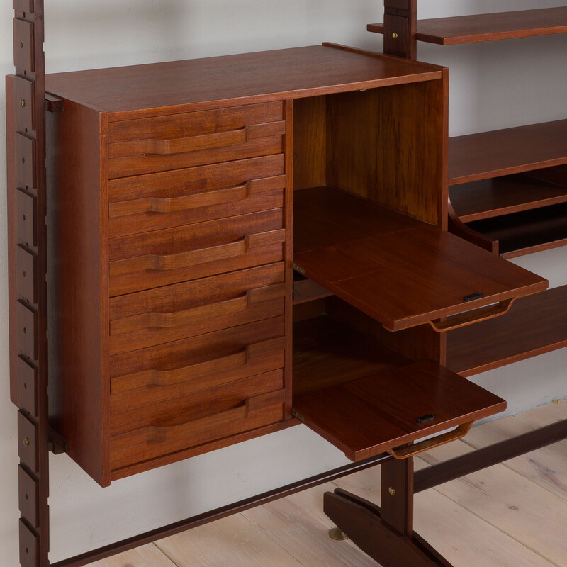 Vintage wall unit in teak, formica and brass by Ico Parisi, Italy 1950s