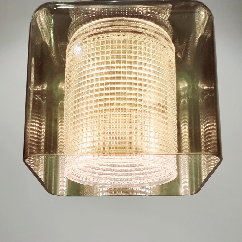 Mid century green glass ceiling lamp by Carl Fagerlund for Orrefors, Sweden 1960s