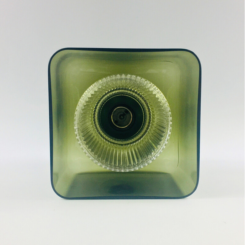 Mid century green glass ceiling lamp by Carl Fagerlund for Orrefors, Sweden 1960s