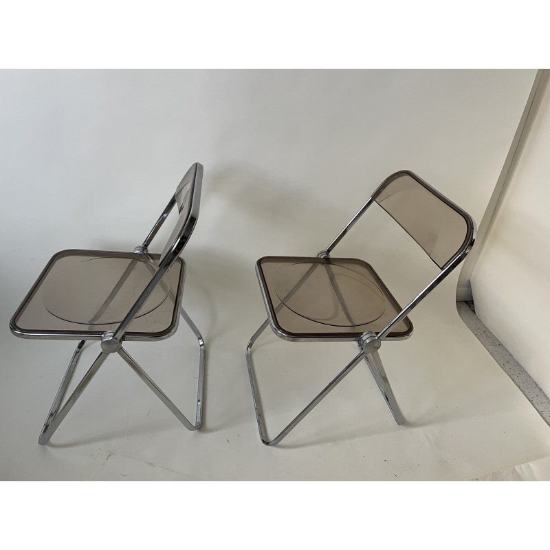 Pair of vintage folding Plia chairs by Giancarlo Piretti for Anonima Castelli, Italy 1970s