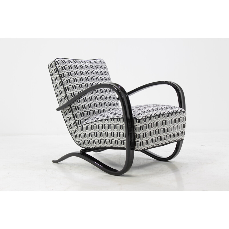 A pair of H-269 white easy chairs by Jindrich Halabala - 1940s 