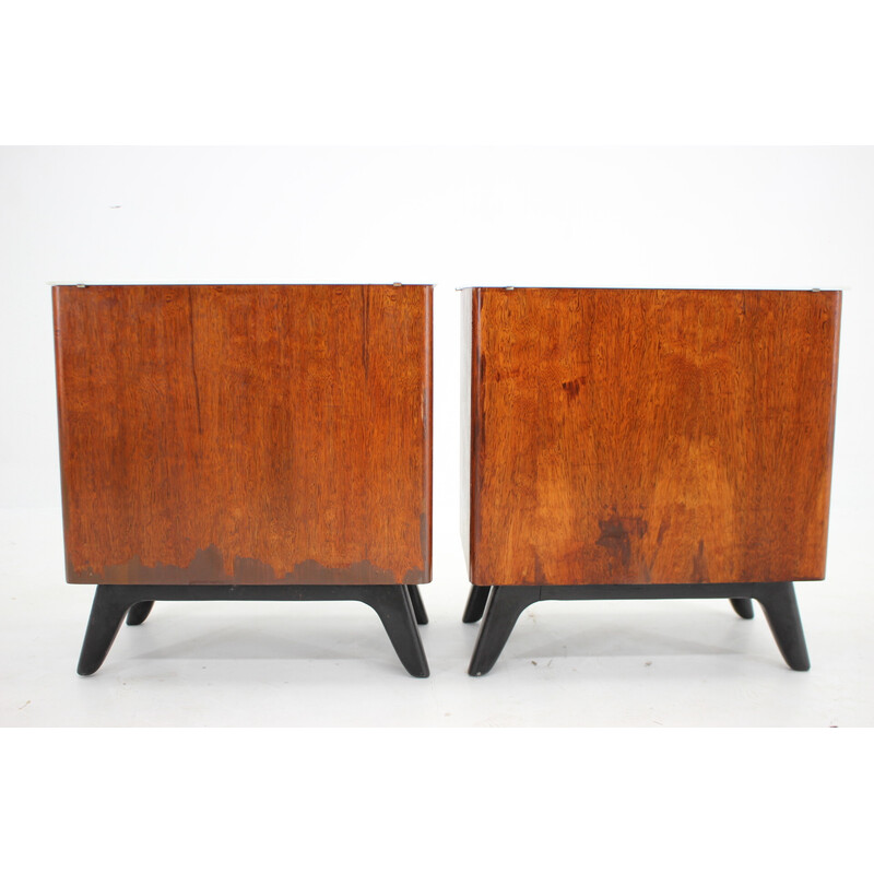 Pair of vintage mahogany night stands by Jindrich Halabala, Czechoslovakia 1950s