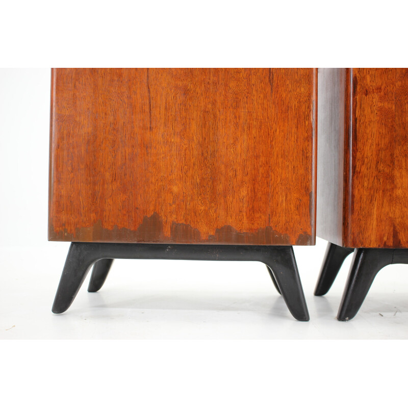 Pair of vintage mahogany night stands by Jindrich Halabala, Czechoslovakia 1950s