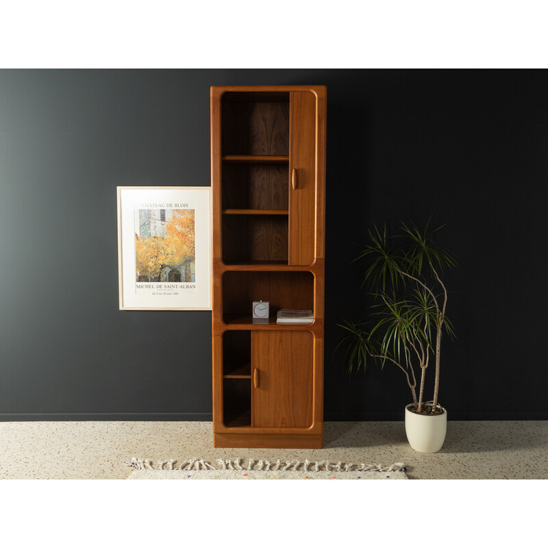 Vintage teak bookcase with two tambour doors by Dyrlund, Denmark 1960s