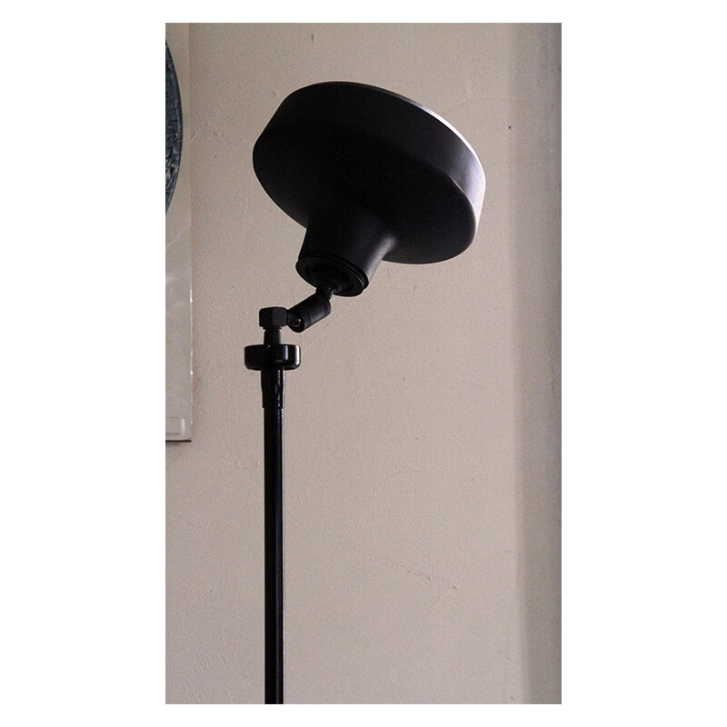 Black floor lamp in iron and sheet metal - 1950s