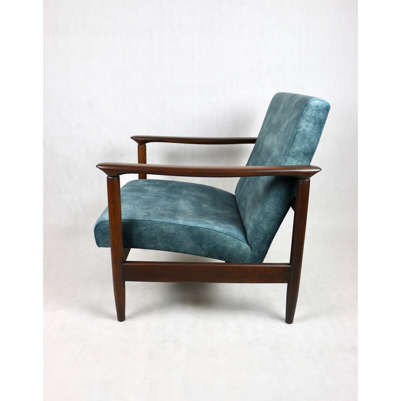 Vintage Gfm-142 fauteuil in blauw kameleonfluweel, 1970