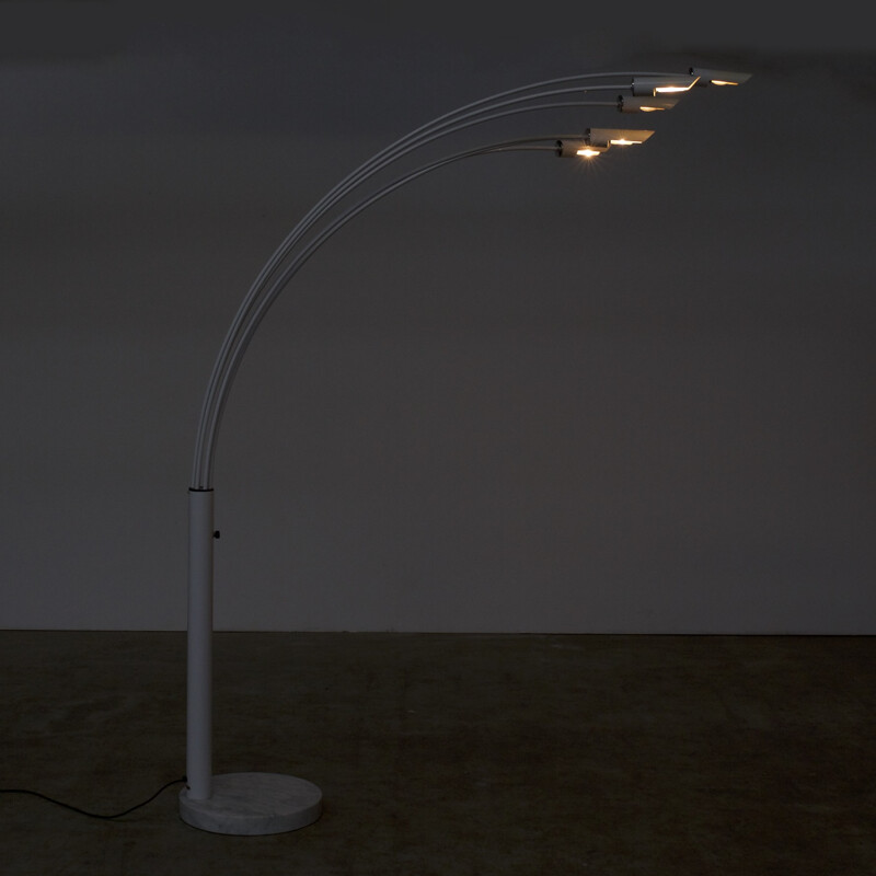 Vintage floor lamp in marble and steel - 1970s