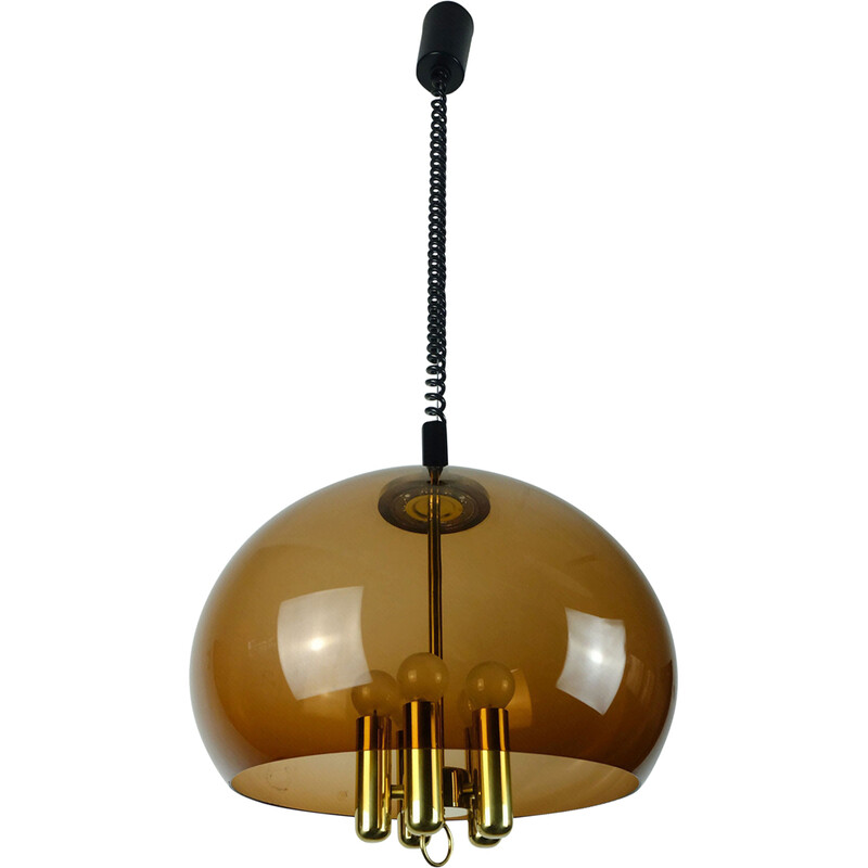 Vintage space age pendant lamp in acrylic and brass by Richard Essig, Germany 1970s