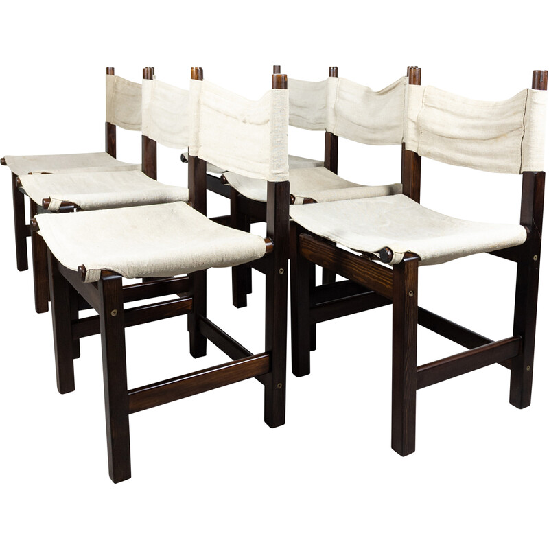 Set of 6 vintage safari chairs "Kotka" by Tomas Jelinek for Ikea, 1980