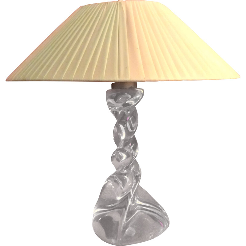 Vintage Lorrraine crystal lamp with pleated rhodoid shade, 1950