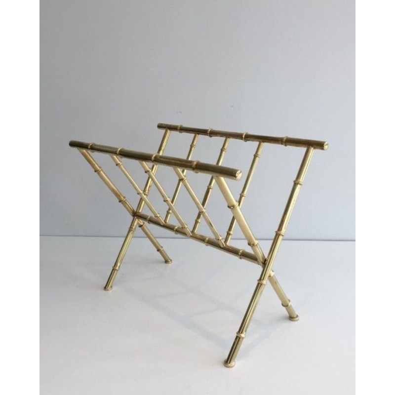 Vintage brass magazine rack, 1970