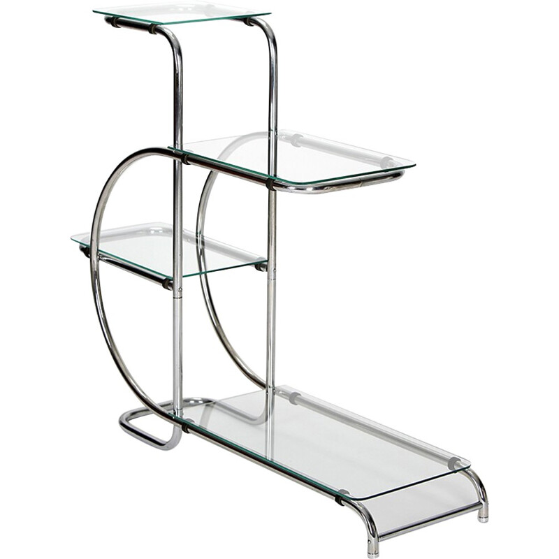 Shelving unit in steel and glass - 1930s 