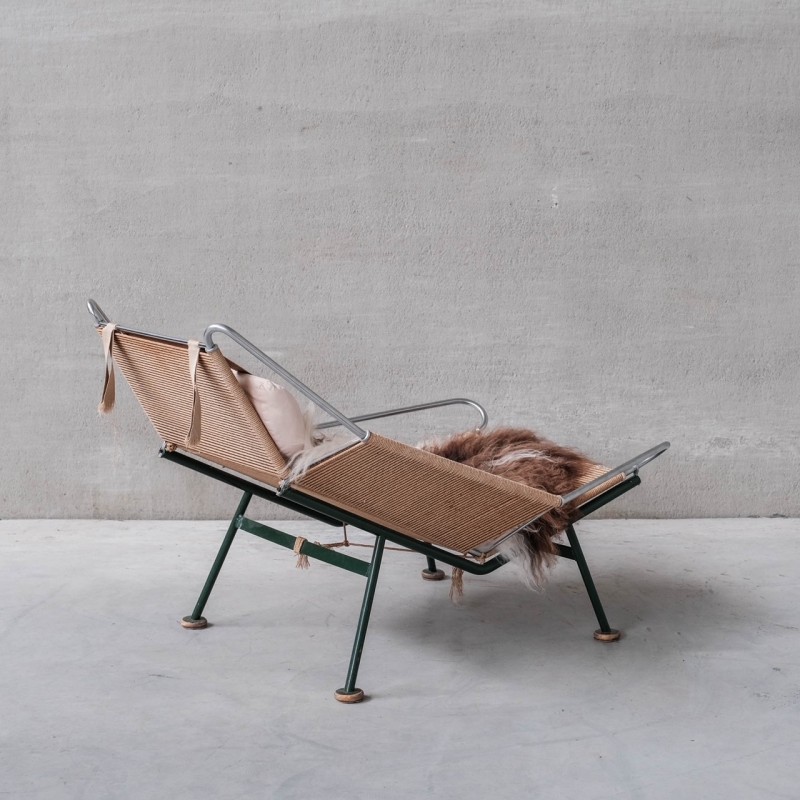 Poltrona vintage in legno "Flag Halyard" di Hans J. Wegner per Getama, Danimarca 1950