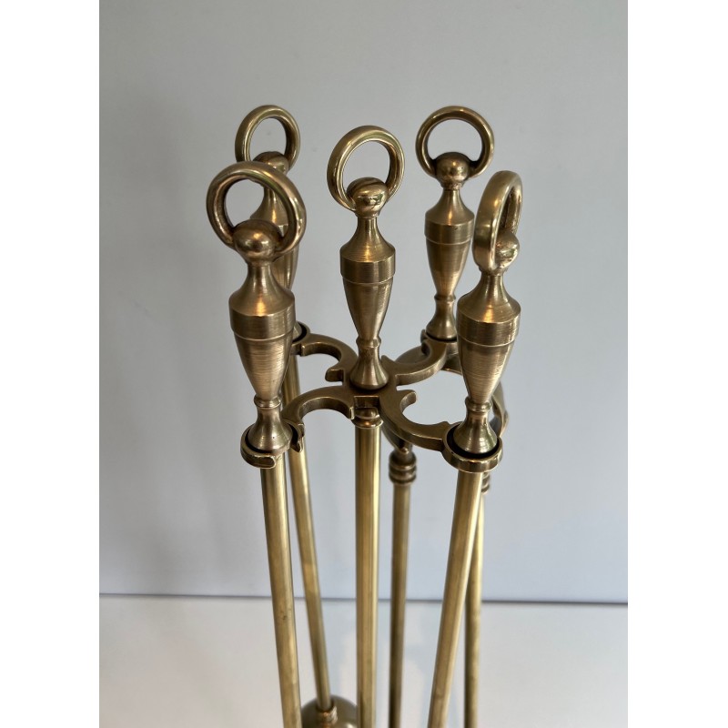 Vintage brass fire set, France 1970s