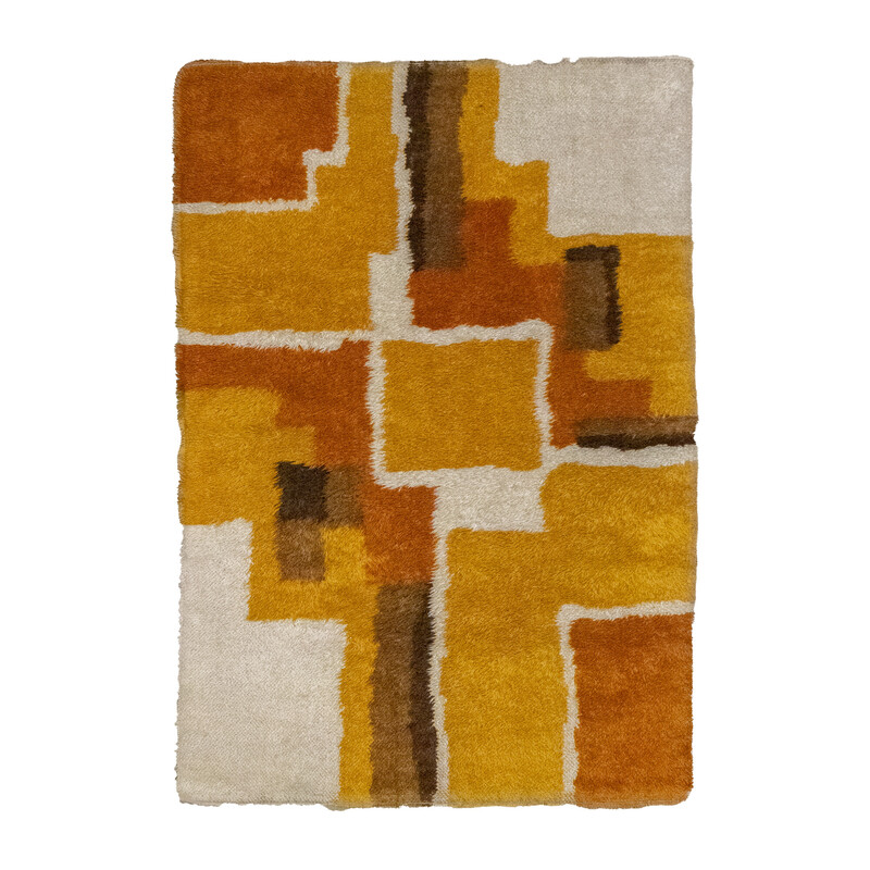 Vintage oranje 'Abstract Cubes' Desso vloerkleed