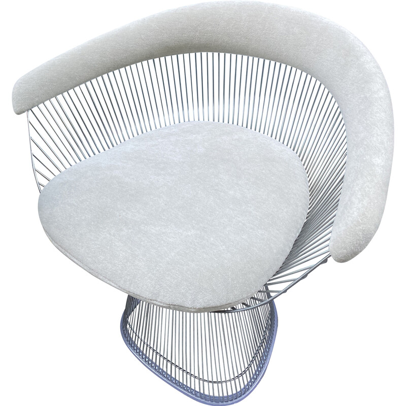 Vintage beige velvet armchair by Warren Platner for Knoll