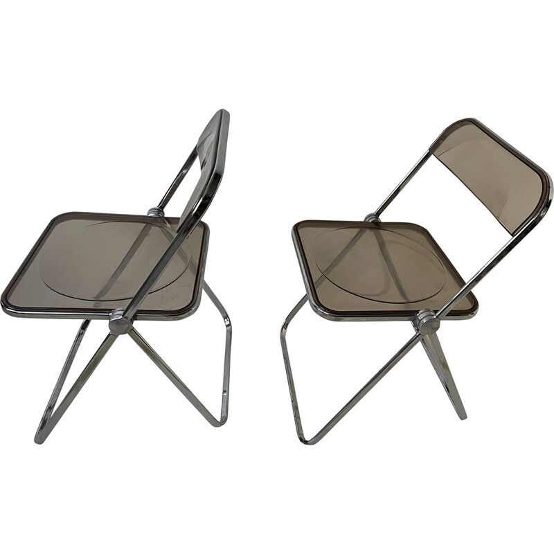 Pair of vintage folding Plia chairs by Giancarlo Piretti for Anonima Castelli, Italy 1970s