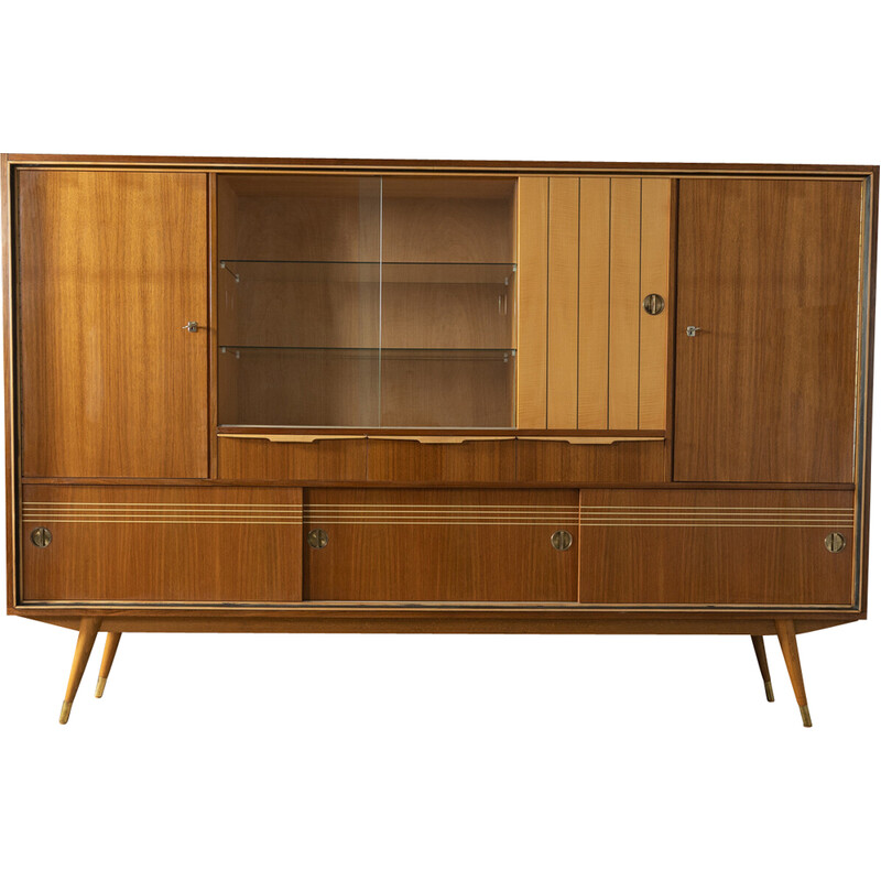 Vintage highboard met vier schuifdeuren, Duitsland 1950