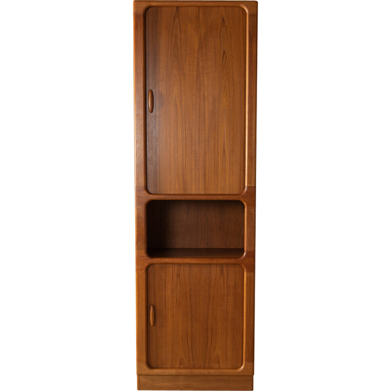 Vintage teak bookcase with two tambour doors by Dyrlund, Denmark 1960s