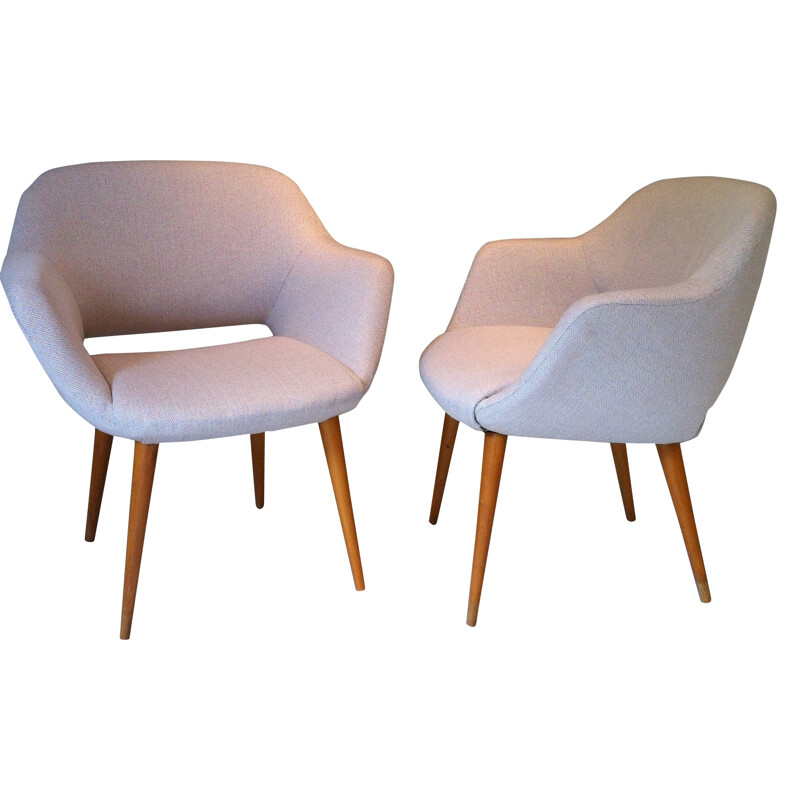 Pair of Sovietic beige armchairs - 1960s 