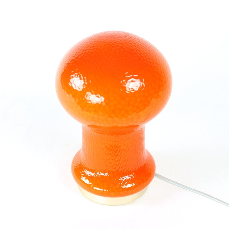 Mid century table lamp in orange opaline glass by Stefan Tabery for Opp Jihlava, 1960s