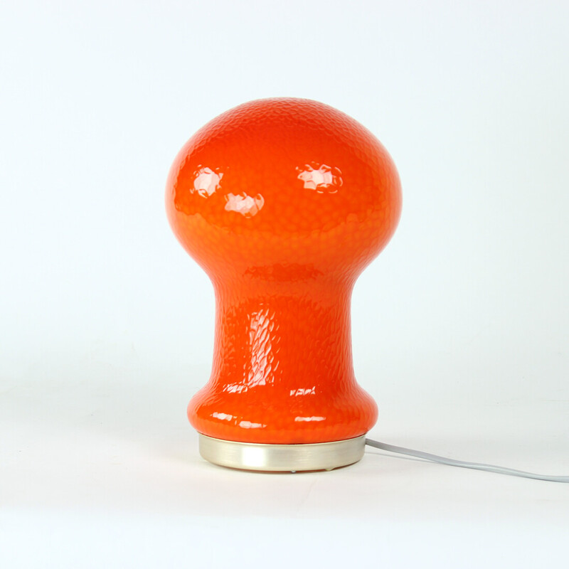 Mid century table lamp in orange opaline glass by Stefan Tabery for Opp Jihlava, 1960s