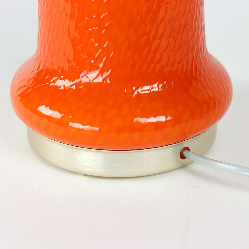 Mid century table lamp in orange opaline glass by Stefan Tabery for Opp Jihlava, 1960s