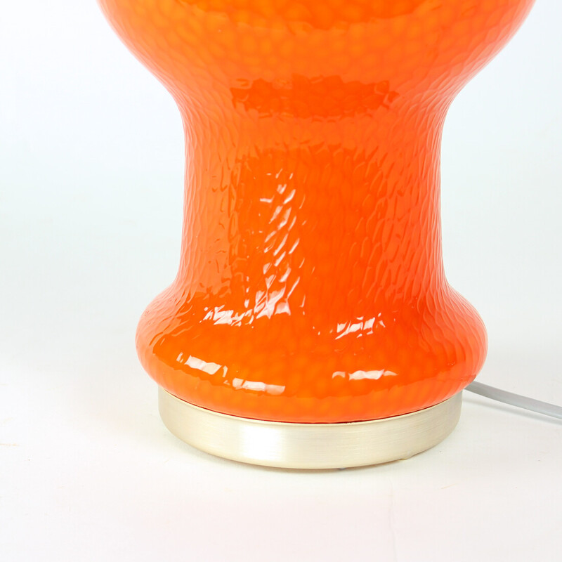 Mid century table lamp in orange opaline glass by Stefan Tabery for Opp Jihlava, 1960s