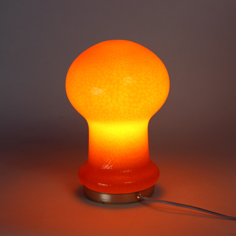 Mid century table lamp in orange opaline glass by Stefan Tabery for Opp Jihlava, 1960s