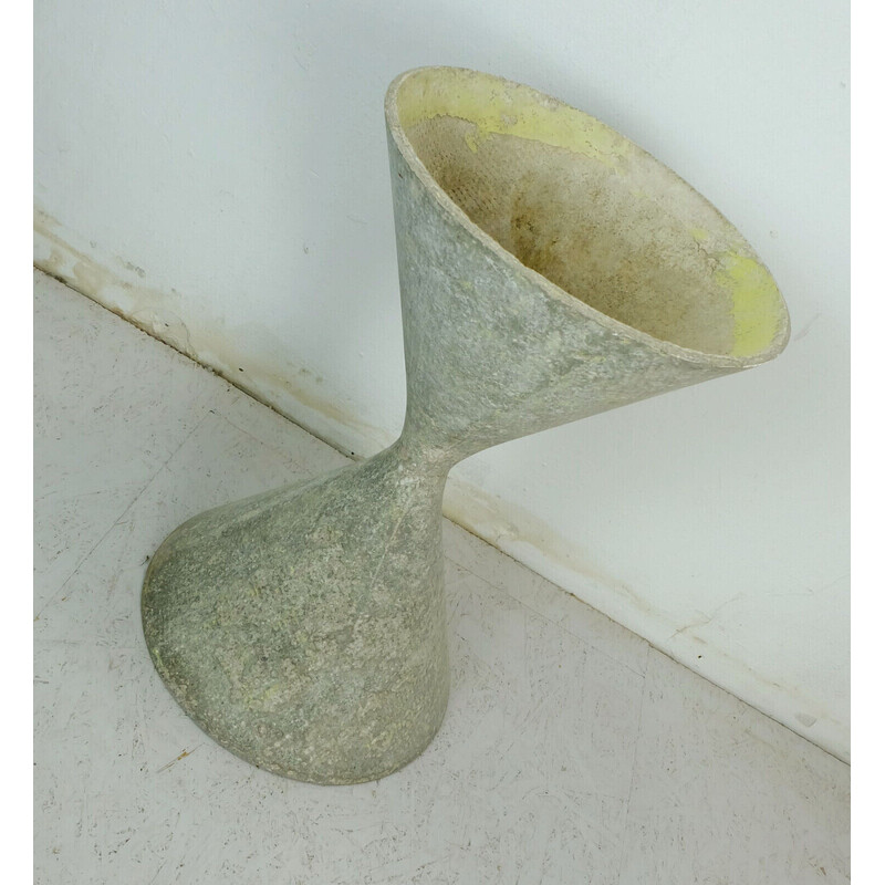Vintage steingrauer Faserzement-Pflanzkübel von Willy Guhl und Anton Bee, Schweiz 1950er Jahre