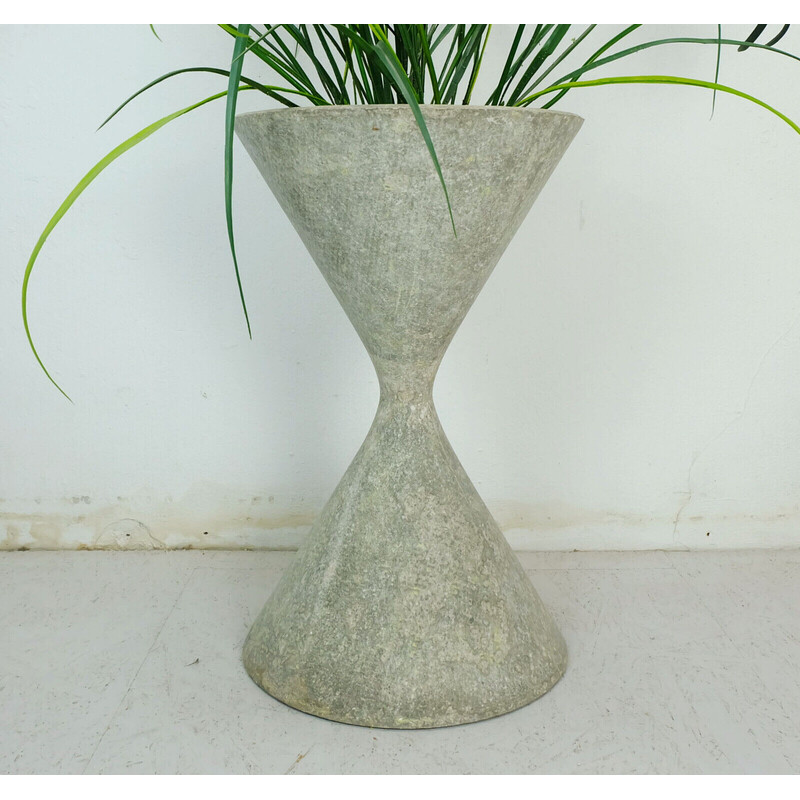 Vintage stone gray fiber cement planter by Willy Guhl and Anton Bee, Switzerland 1950s